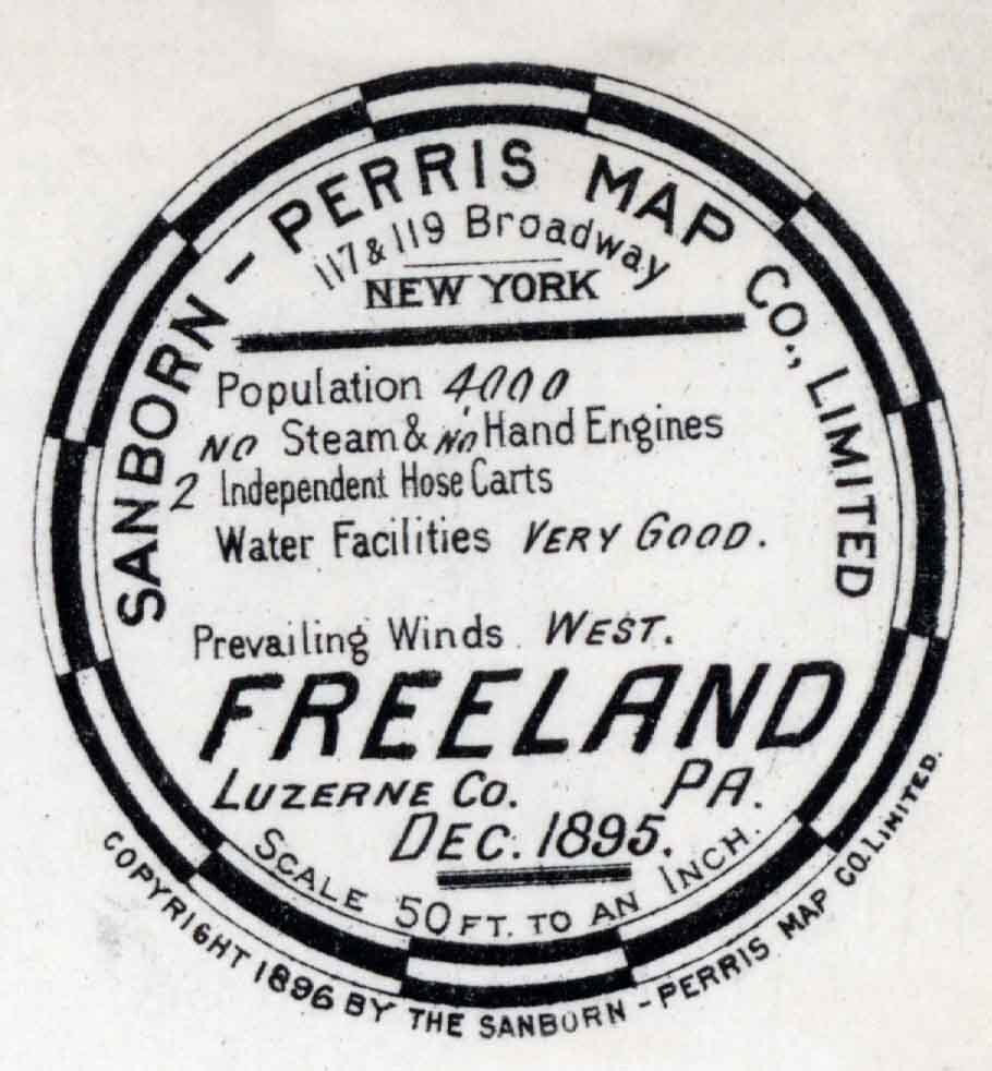 1895 Town Map of Freeland Luzerne County Pennsylvania