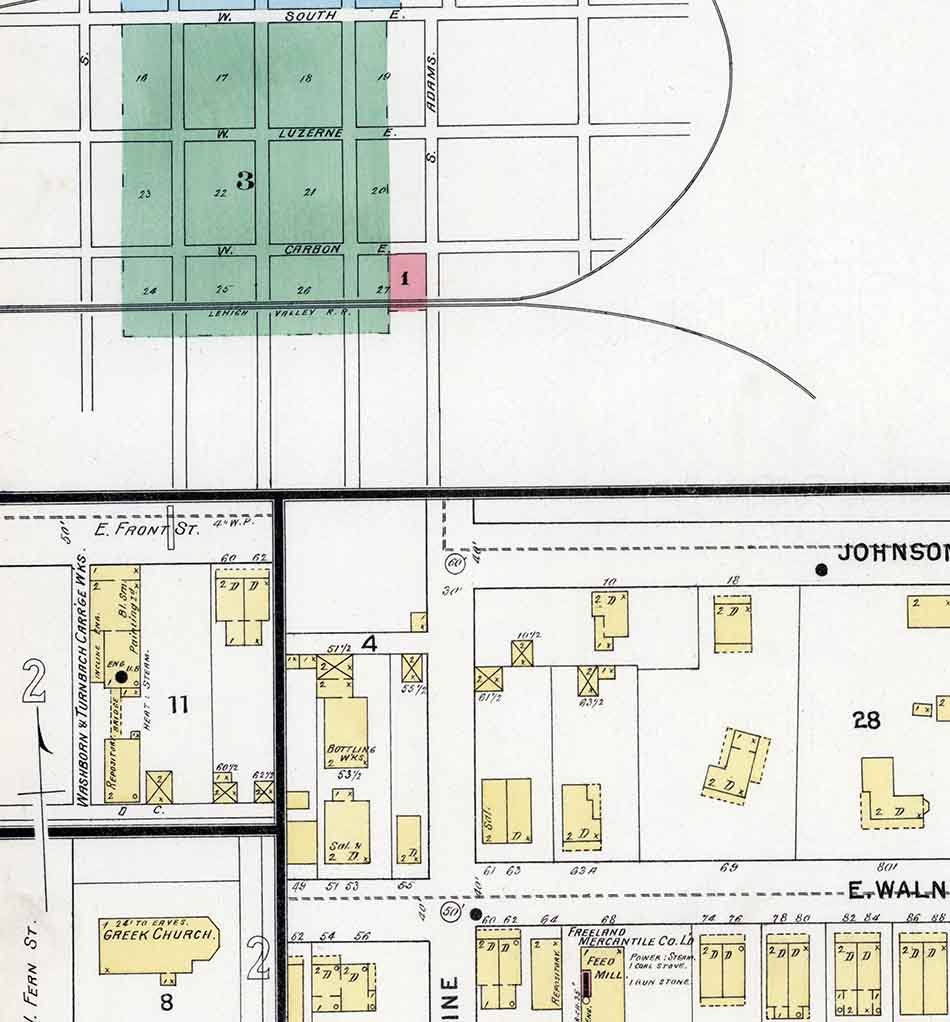 1895 Town Map of Freeland Luzerne County Pennsylvania