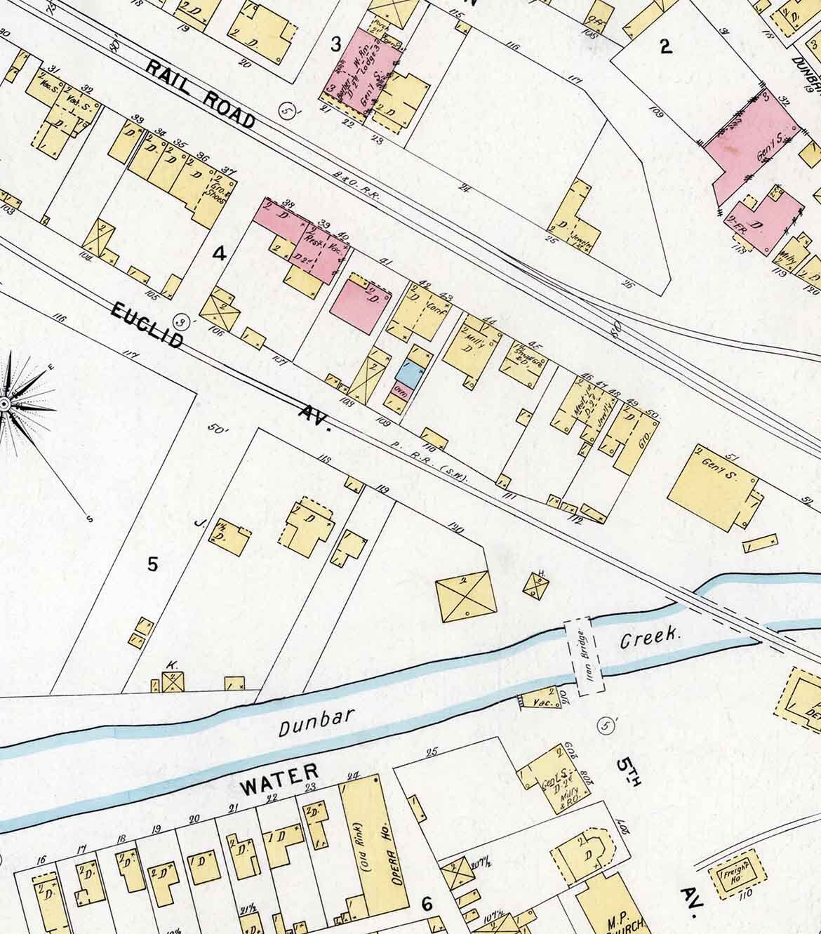 1897 Town Map of Dunbar Fayette County Pennsylvania