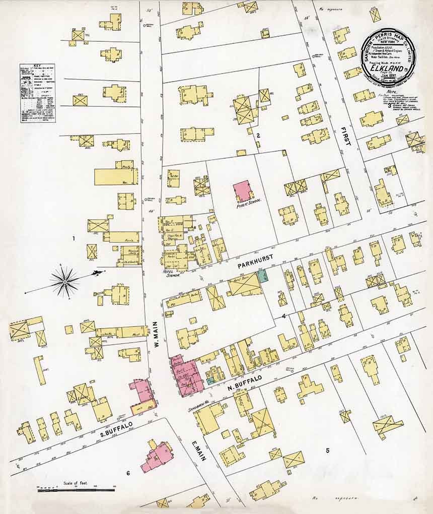 1897 Town Map of Elkland Tioga County Pennsylvania