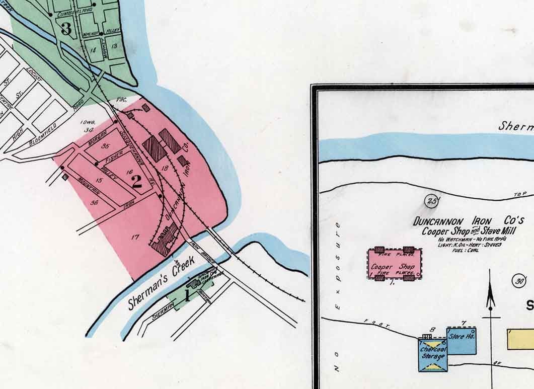 1899 Town Map of Duncannon Perry County Pennsylvania