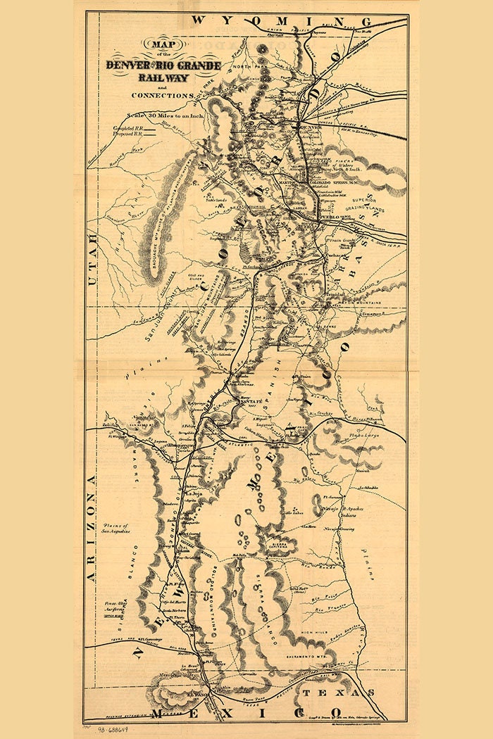 1873 Map of the Denver and Rio Grand Railway