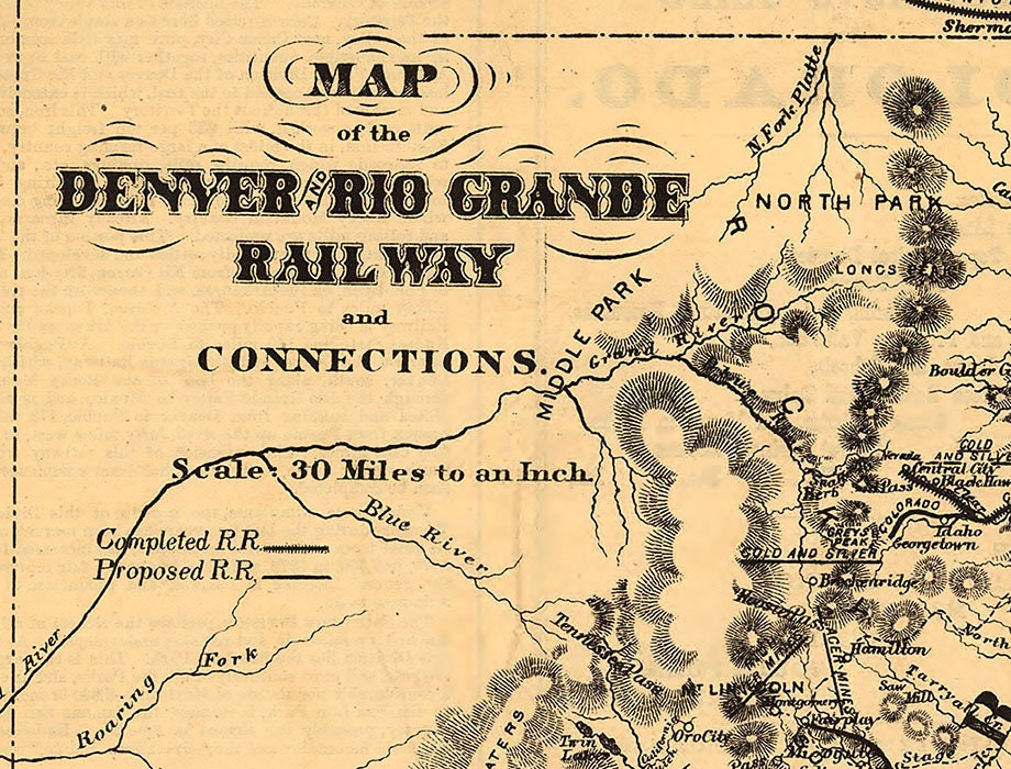 1873 Map of the Denver and Rio Grand Railway