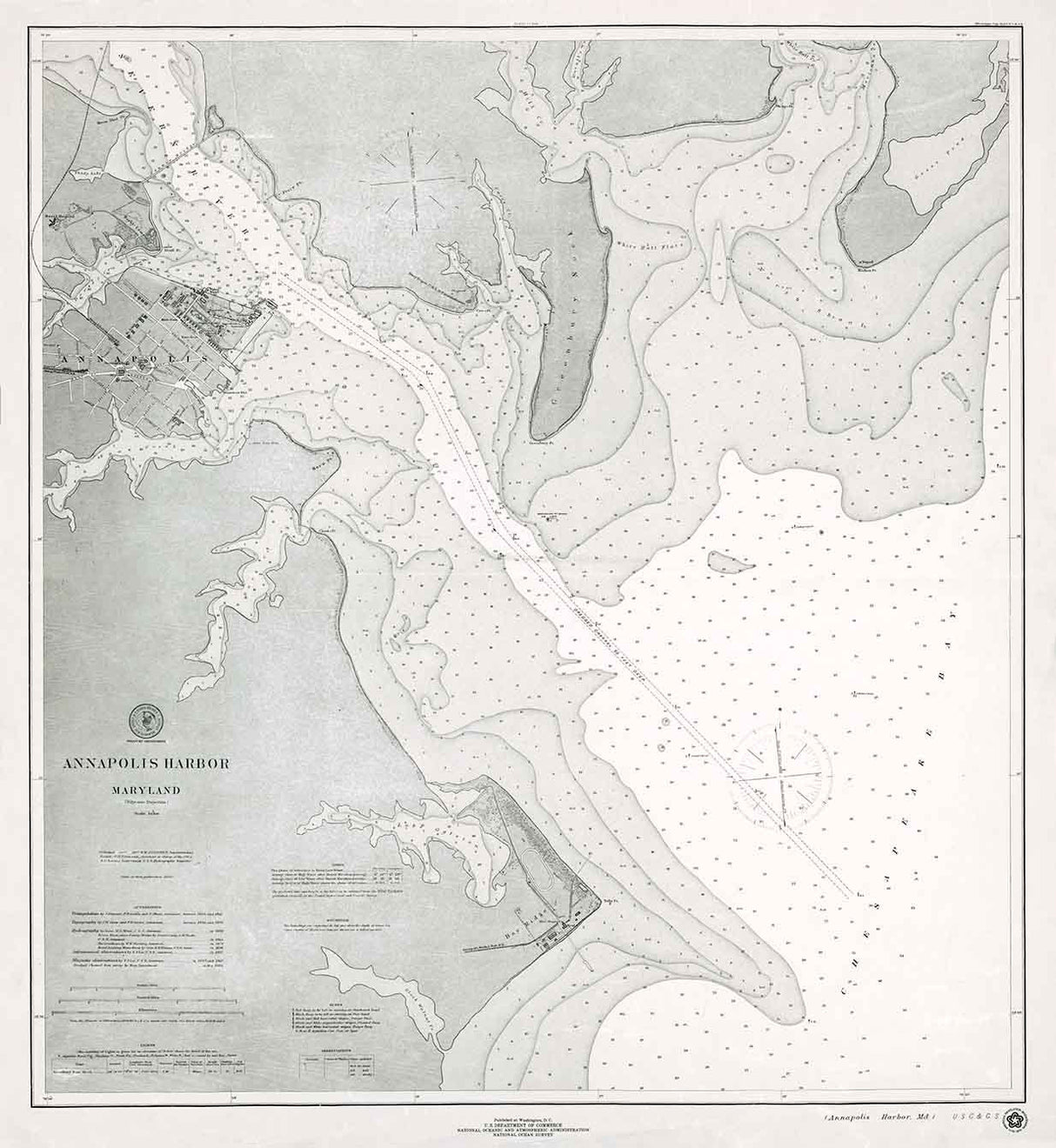1976 Nautical Map of Annapolis Harbor Maryland
