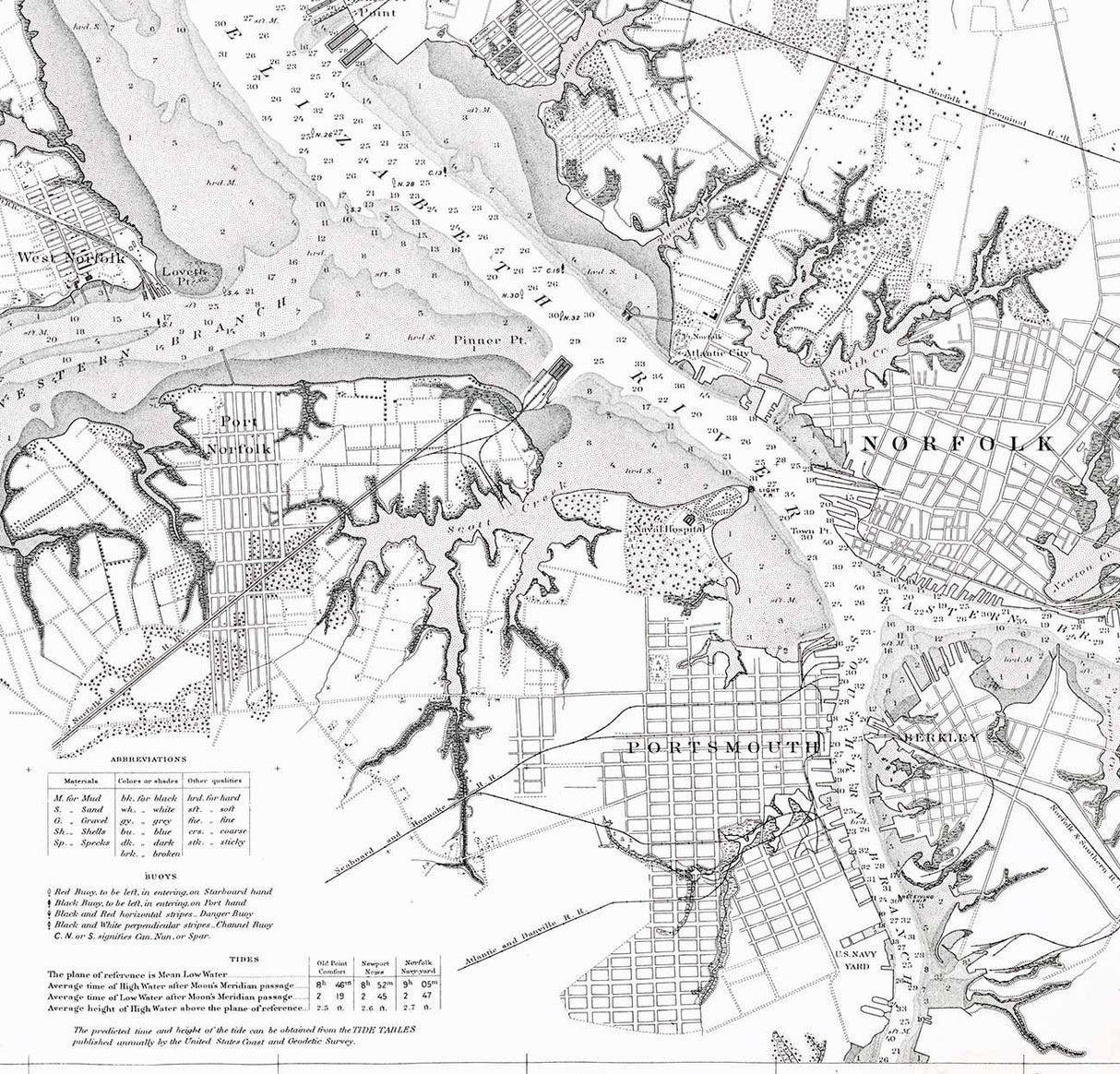 1976 Nautical Map of Hampton Roads Virginia