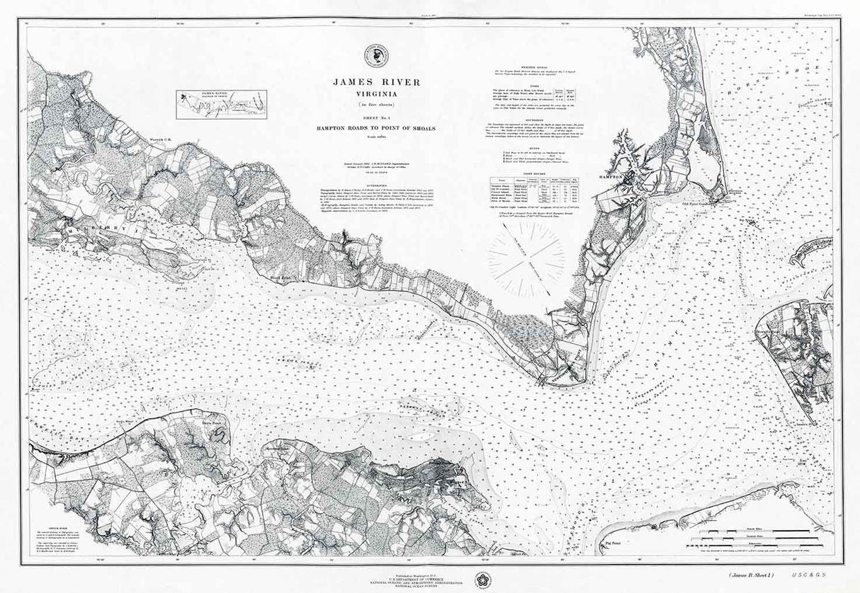 1976 Nautical Map of James River Virginia