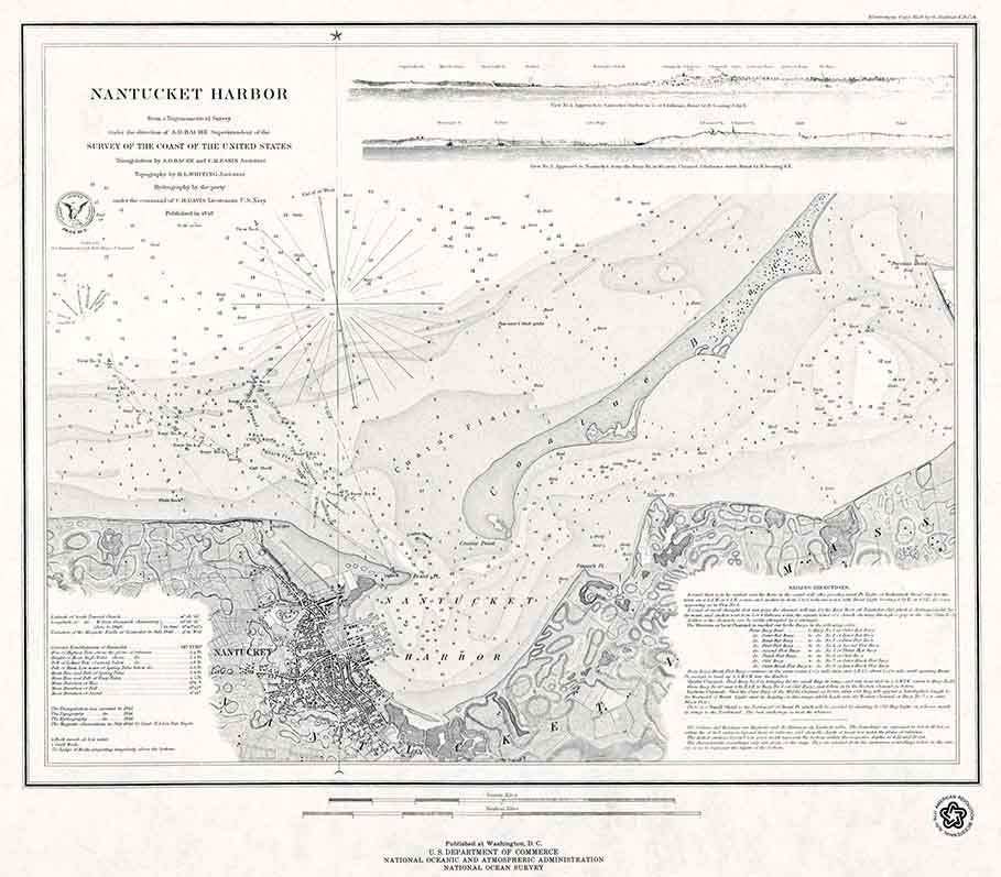 1976 Nautical Map of Nantucket Harbor Massachusetts
