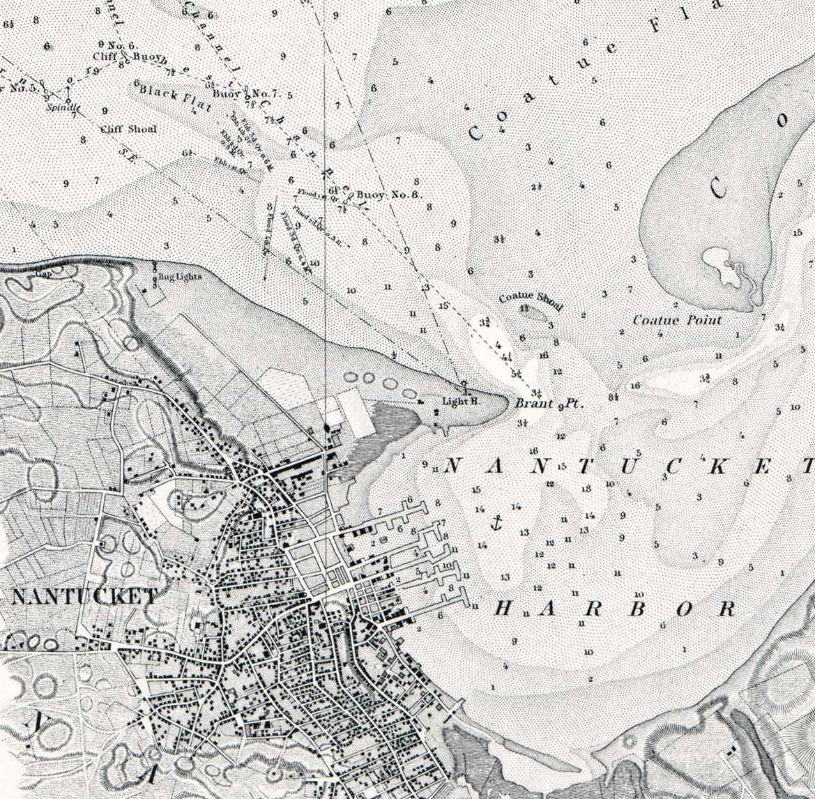 1976 Nautical Map of Nantucket Harbor Massachusetts