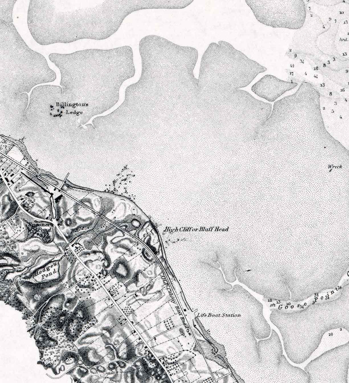 1857 Nautical Map of Plymouth Harbor Massachusetts