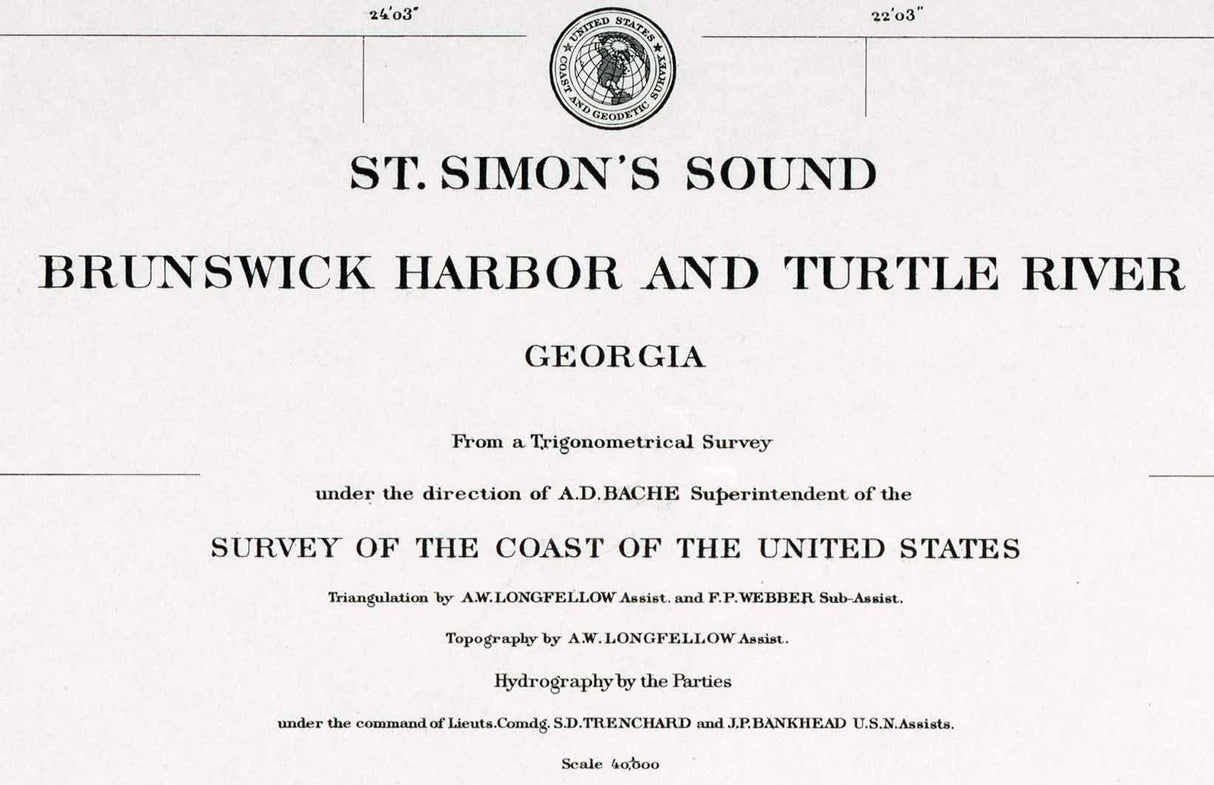 1976 Nautical Map of St Simons Sound Brunswick Harbor Turtle River Georgia