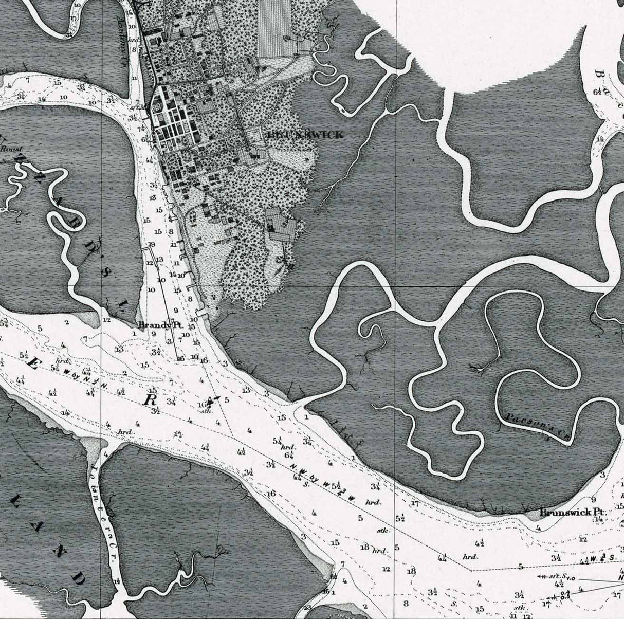 1976 Nautical Map of St Simons Sound Brunswick Harbor Turtle River Georgia