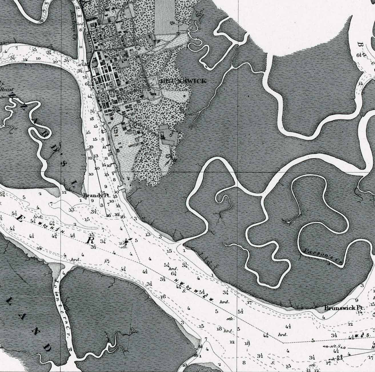 1976 Nautical Map of St Simons Sound Brunswick Harbor Turtle River Georgia