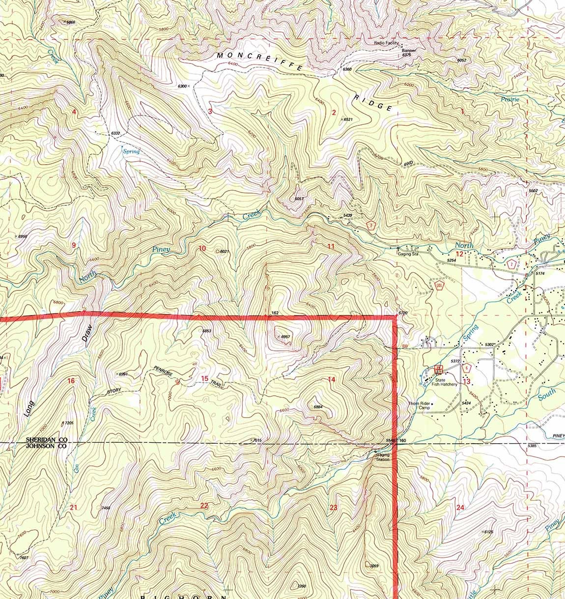 1993 Topo Map of Story Wyoming WY Bighorn Forest