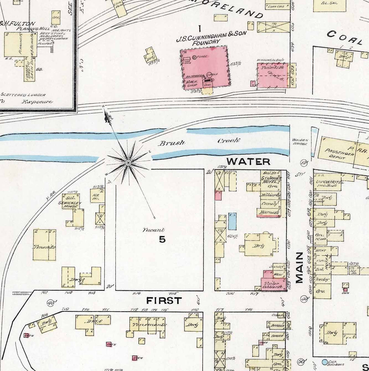1884 Town Map of Irwin Westmoreland County Pennsylvania