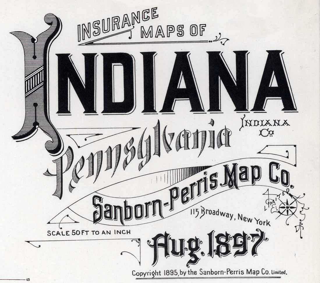 1897 Town Map of Indiana County Pennsylvania