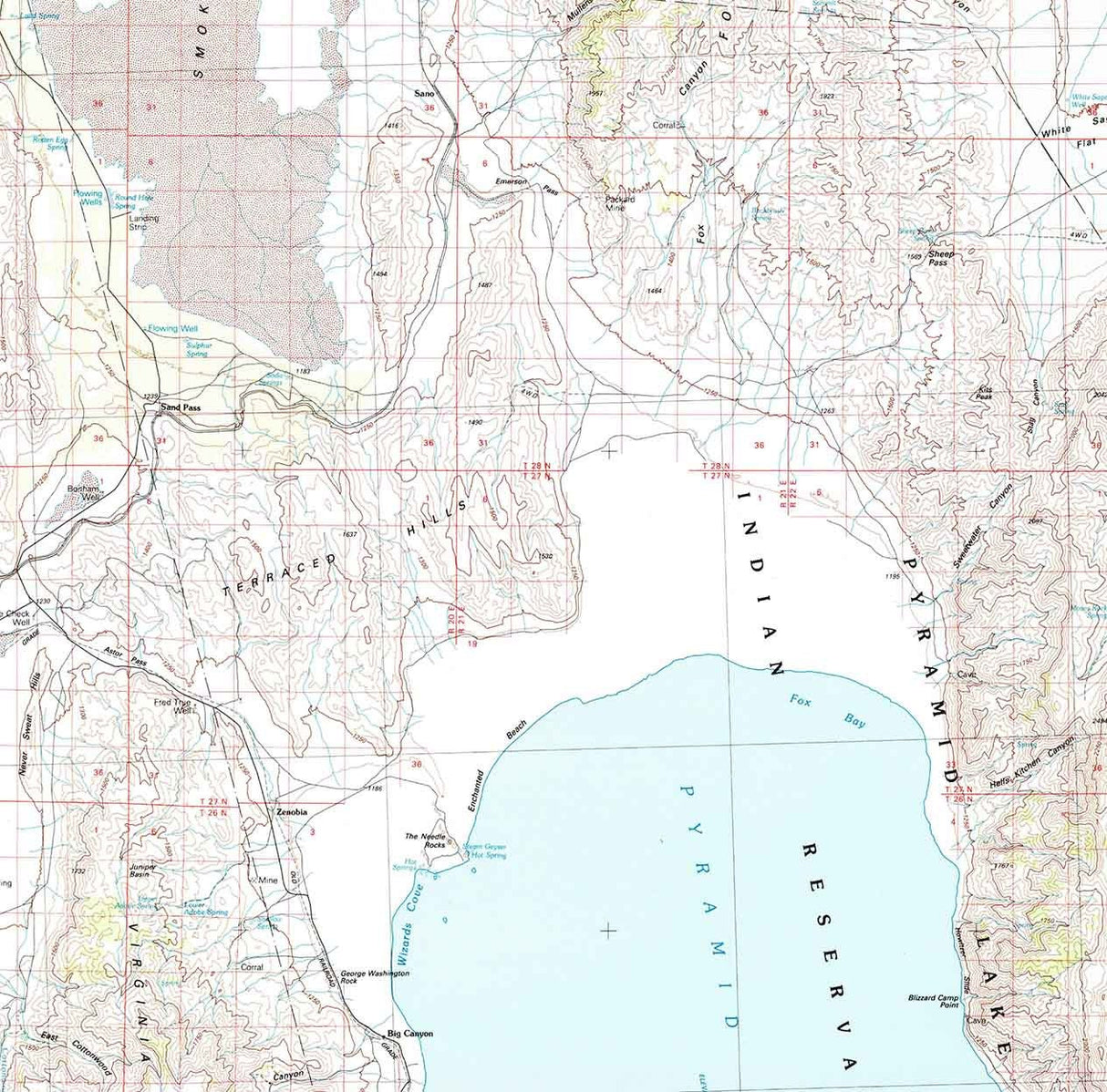 1984 Topo Map of Kumiva Peak Nevada NV Lake Pyramid