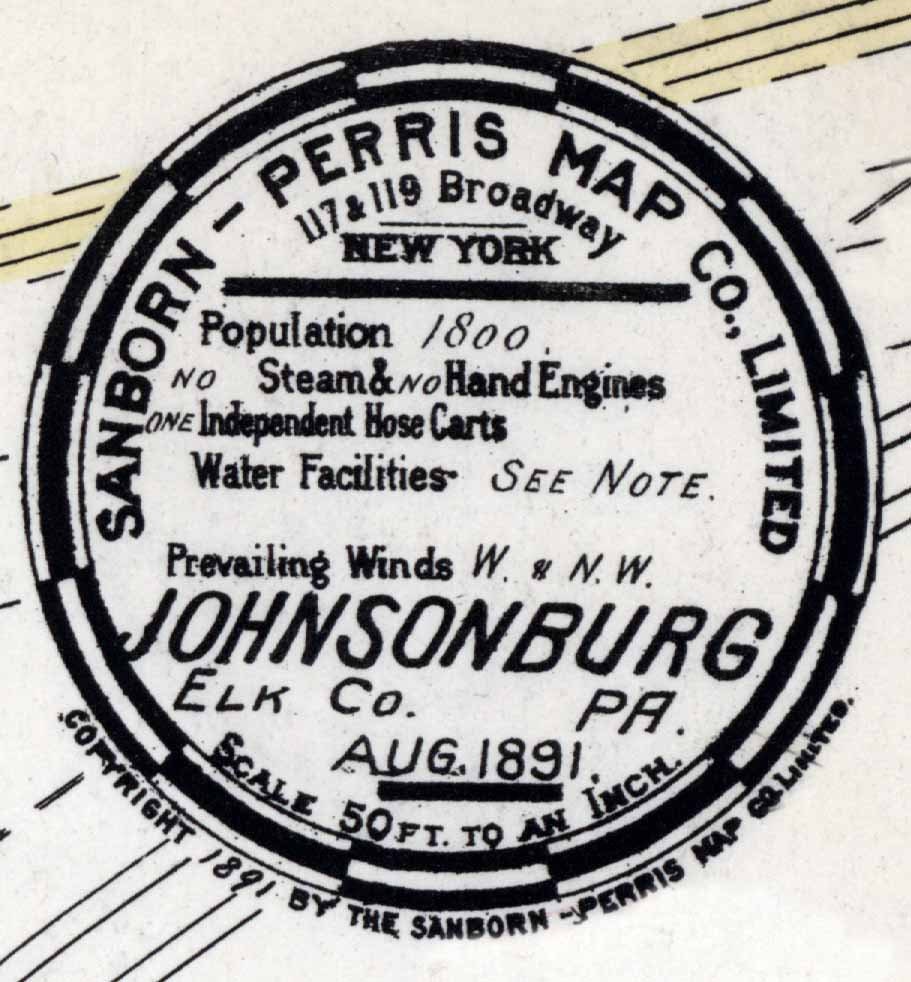 1891 Town Map of Johnsonburg Elk County Pennsylvania