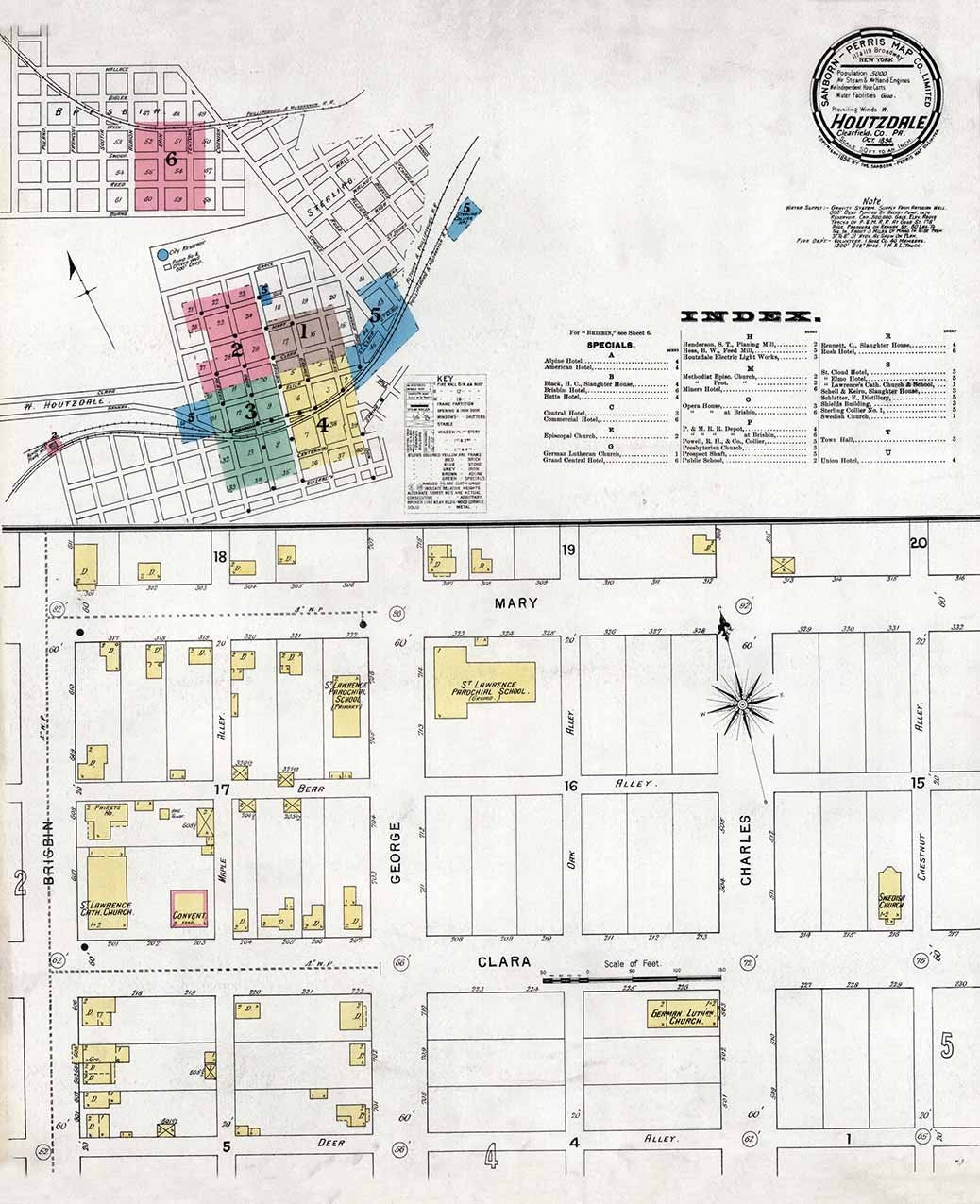 1894 Town Map of Houtzdale Clearfield County Pennsylvania