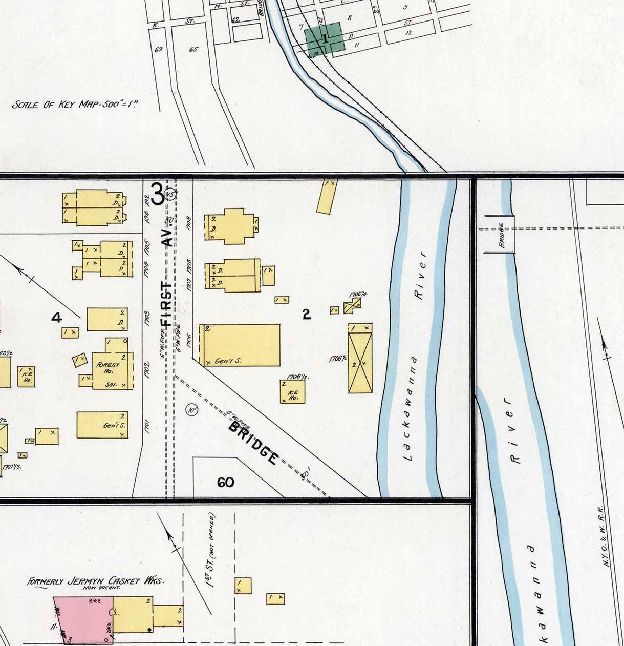 1896 Town Map of Jermyn Lackawanna County Pennsylvania