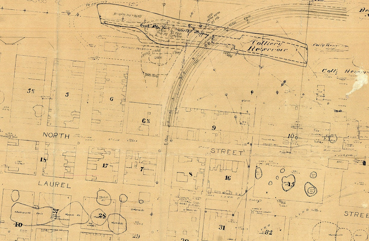 1936 Map of Centralia Boro Columbia County PA and Mining Activity