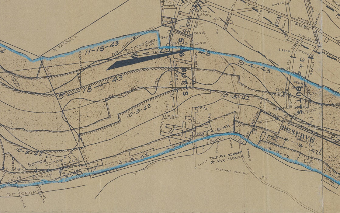 1941 Map of Oliphant Strip Pit Georges & South Union Township Fayette County Pa