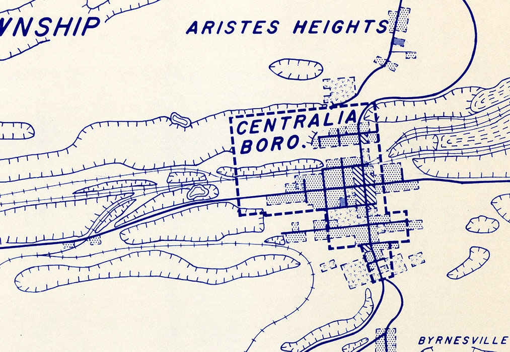 1962 Mine Map of Columbia and Northumberland County PA Centralia Boro & Mt Carmel Boro