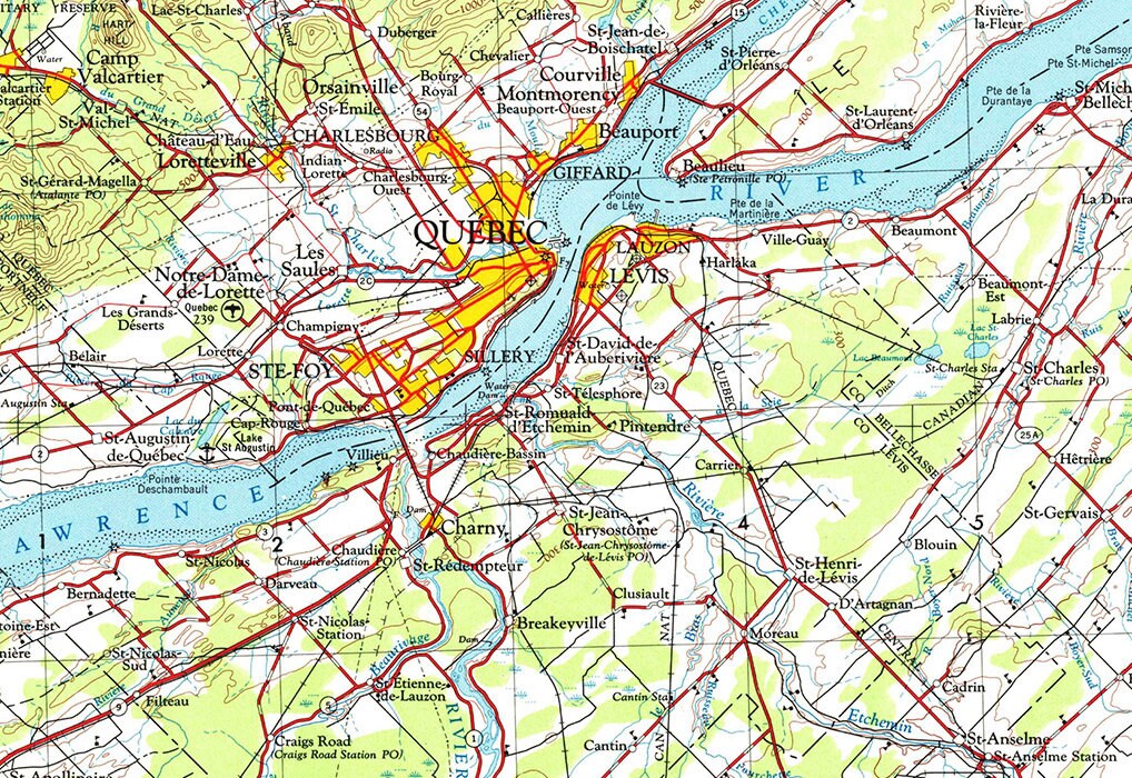 1962 Top Map of Quebec Quadrangle Quebec Canada