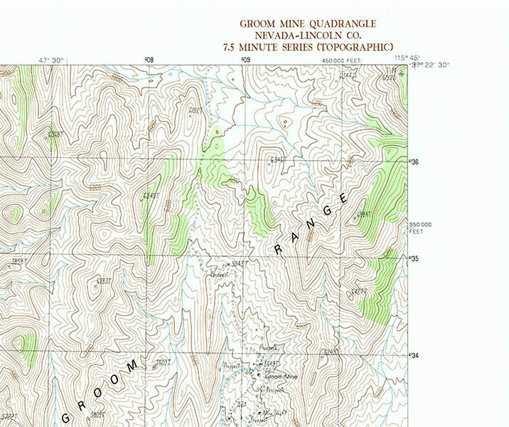 1989 Topo Map of Groom Mine Nevada Area 51