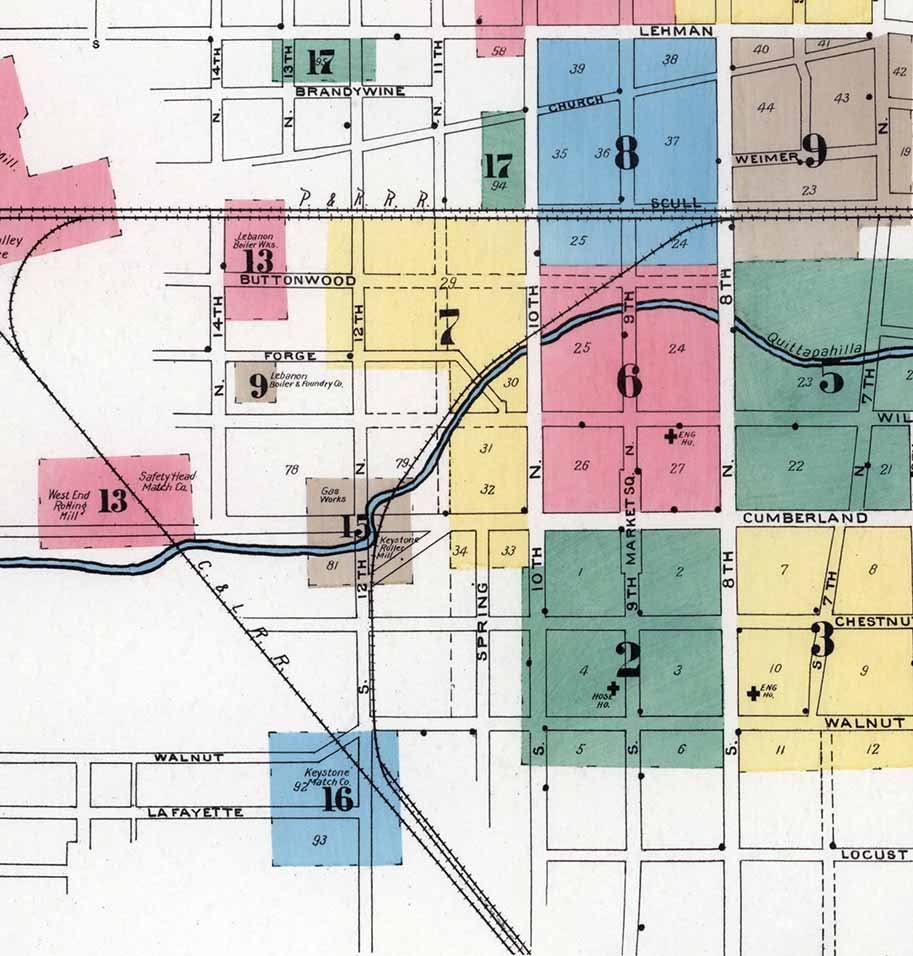 1896 Town Map of Lebanon County Pennsylvania