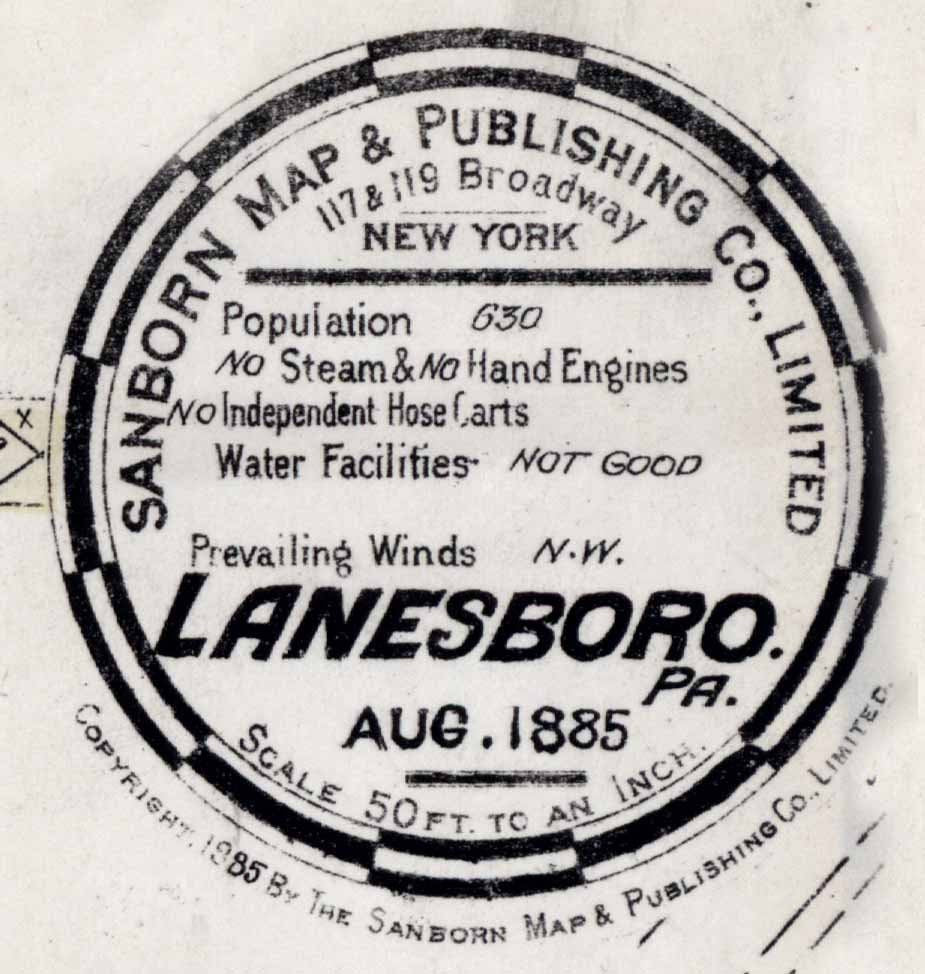 1885 Town Map of Lanesboro Susquehanna County Pennsylvania