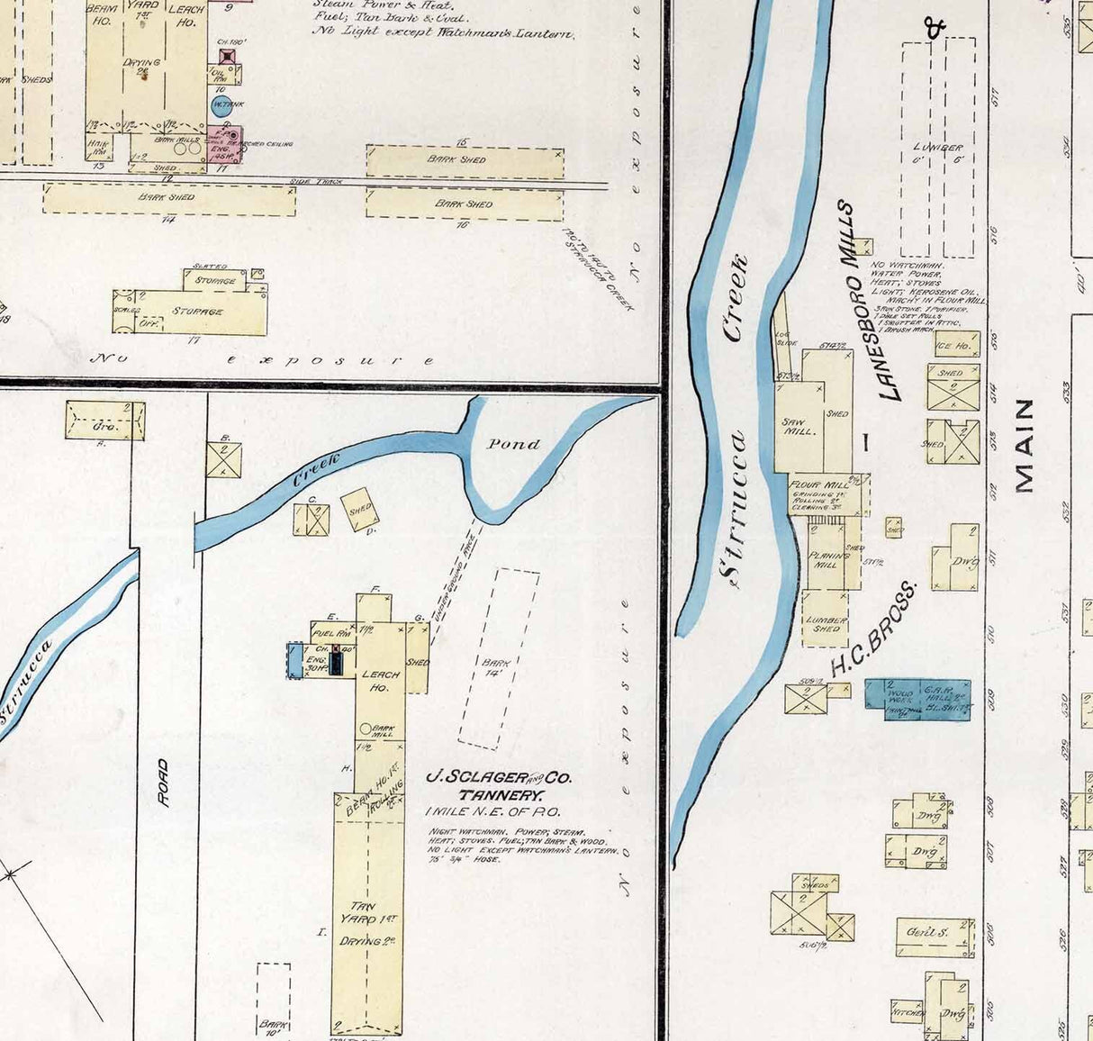 1885 Town Map of Lanesboro Susquehanna County Pennsylvania