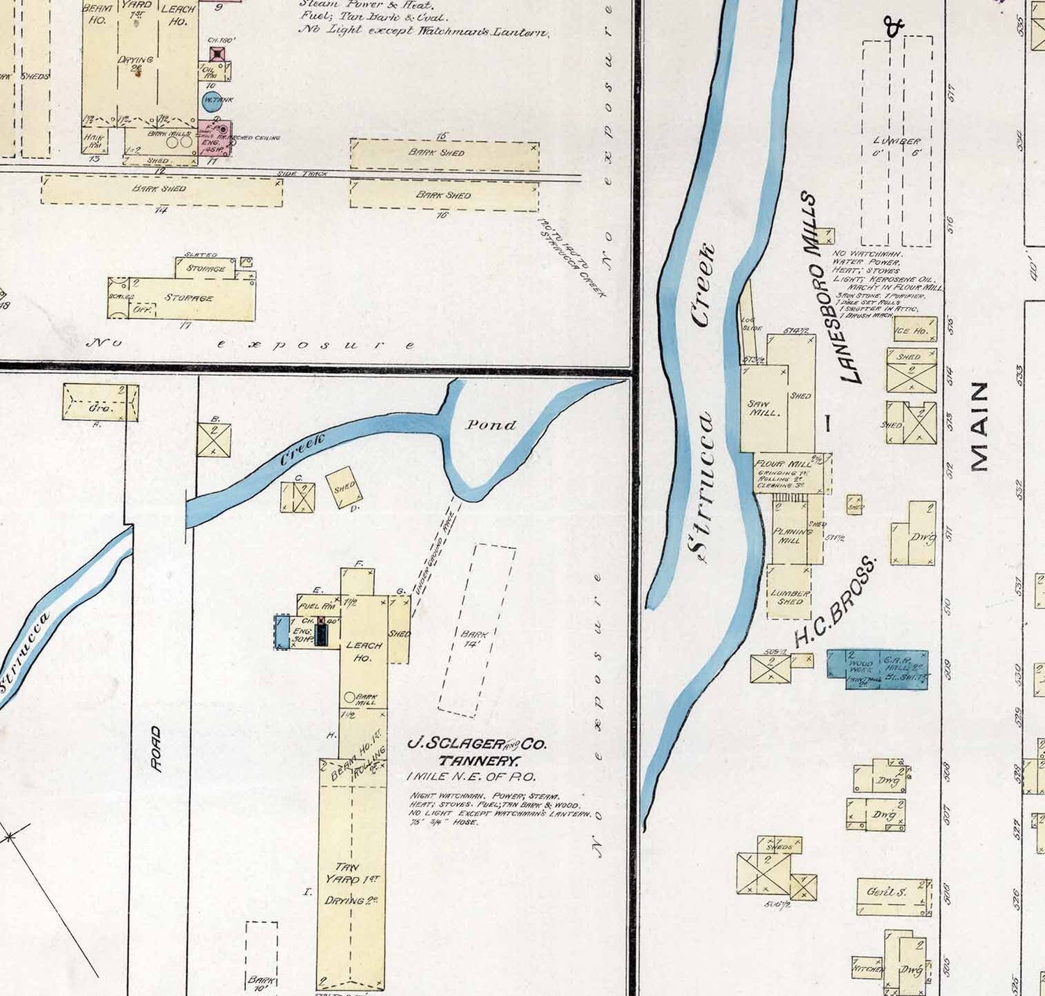 1885 Town Map of Lanesboro Susquehanna County Pennsylvania