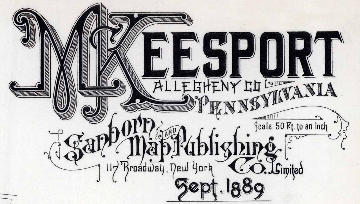 1889 Town Map of McKeesport Allegheny County Pennsylvania
