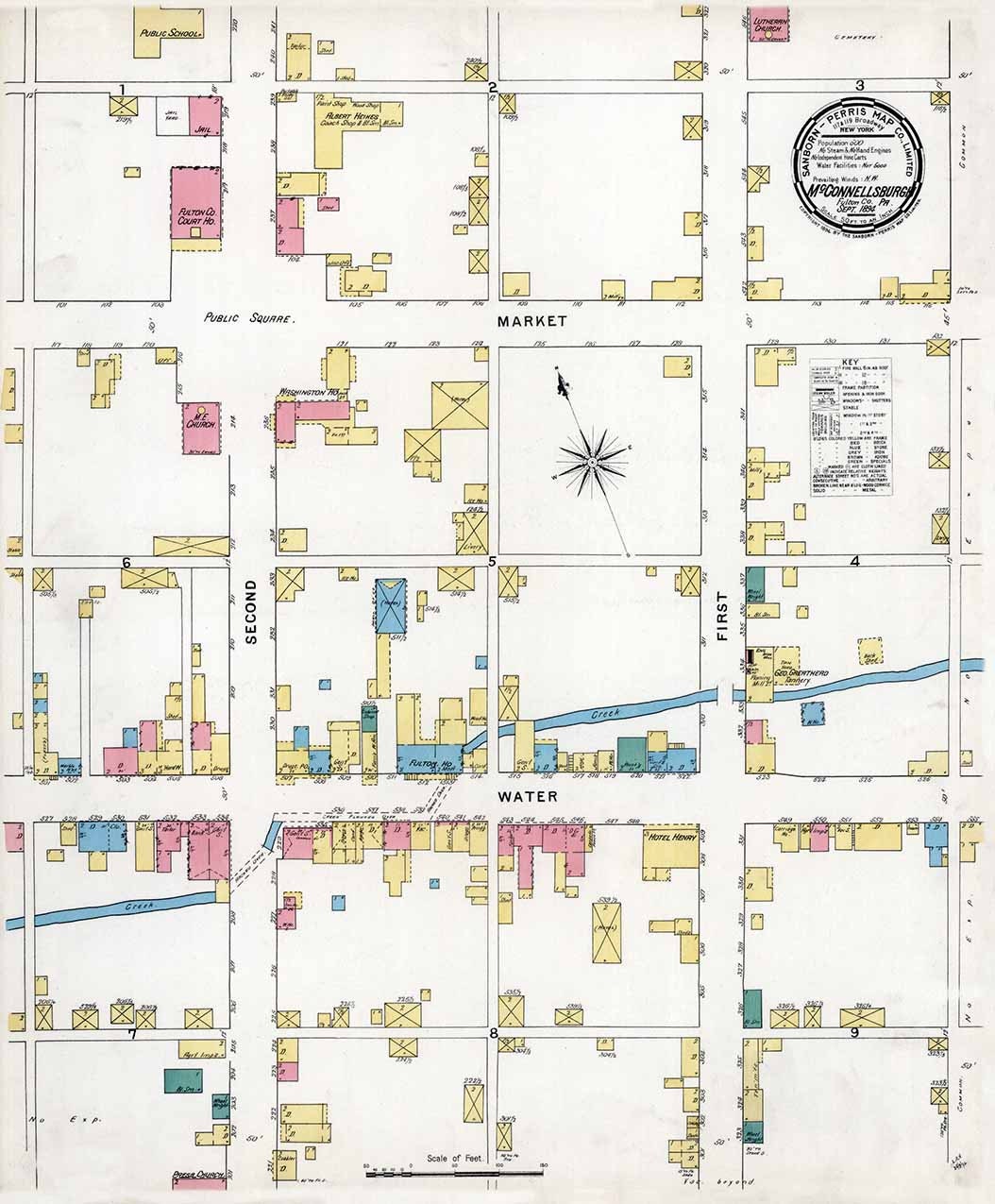 1894 Town Map of McConnellsburgh Fulton County Pennsylvania