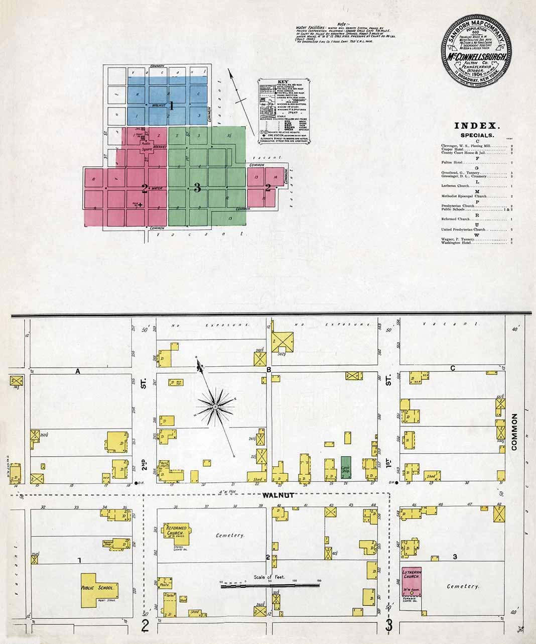 1904 Town Map of McConnellsburgh Fulton County Pennsylvania
