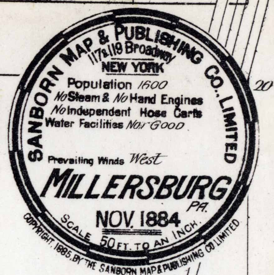1884 Town Map of Millersburg Dauphin County Pennsylvania
