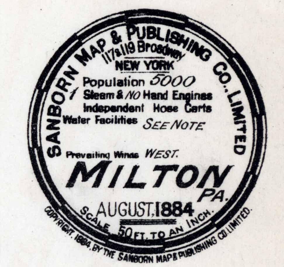 1884 Town Map of Milton Northumberland County Pennsylvania
