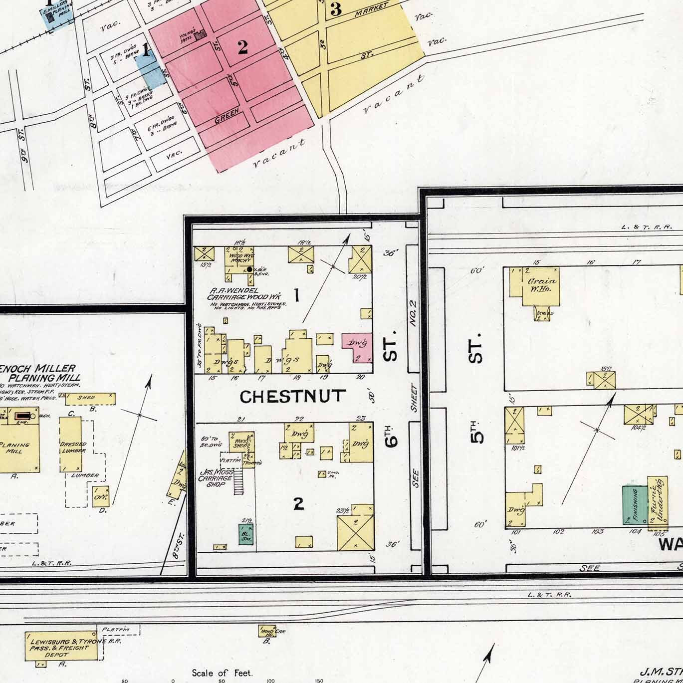 1887 Town Map of Mifflinburg Union County Pennsylvania