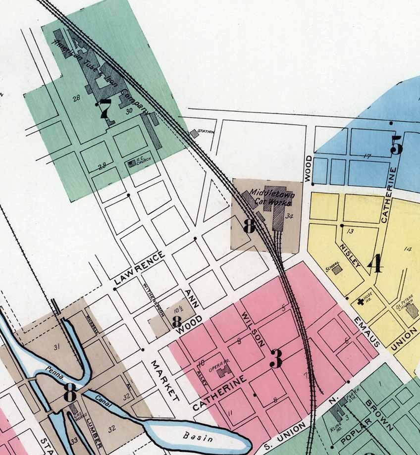 1896 Town Map of Middletown Dauphin County Pennsylvania