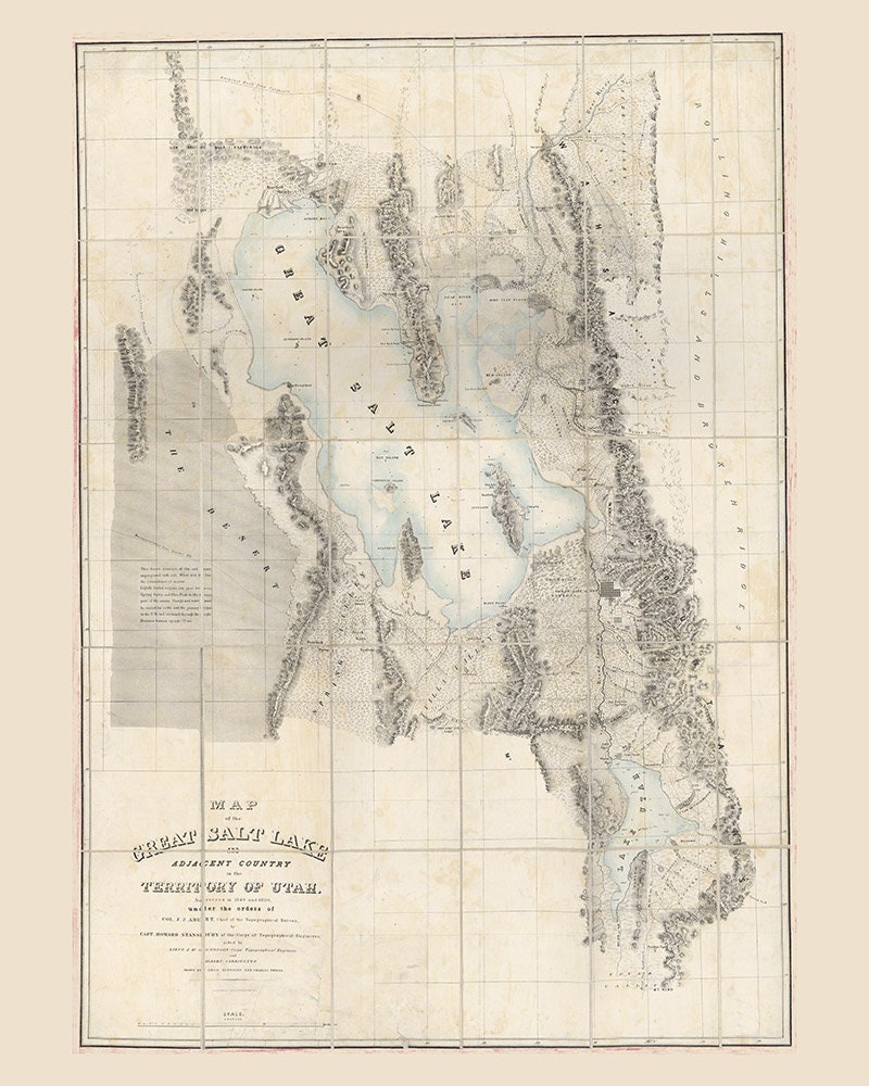 1852 Map of the Great Salt Lake Utah
