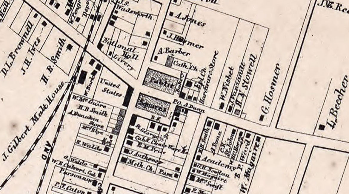 1858 Town Map of Avon Livingston County New York