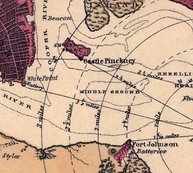 1865 Map of Charleston Harbor South Carolina