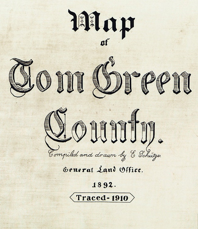 1892 Farm Line Map of Tom Green County Texas
