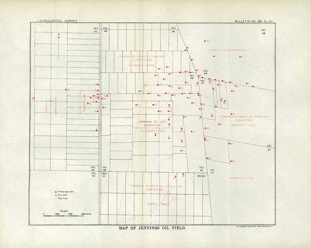 1906 Map of the Jennings Oil Field Texas