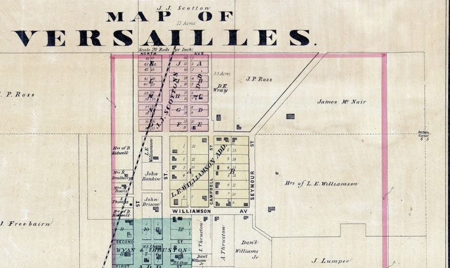 1880 Farm Line Map of Morgan County Missouri Versailles