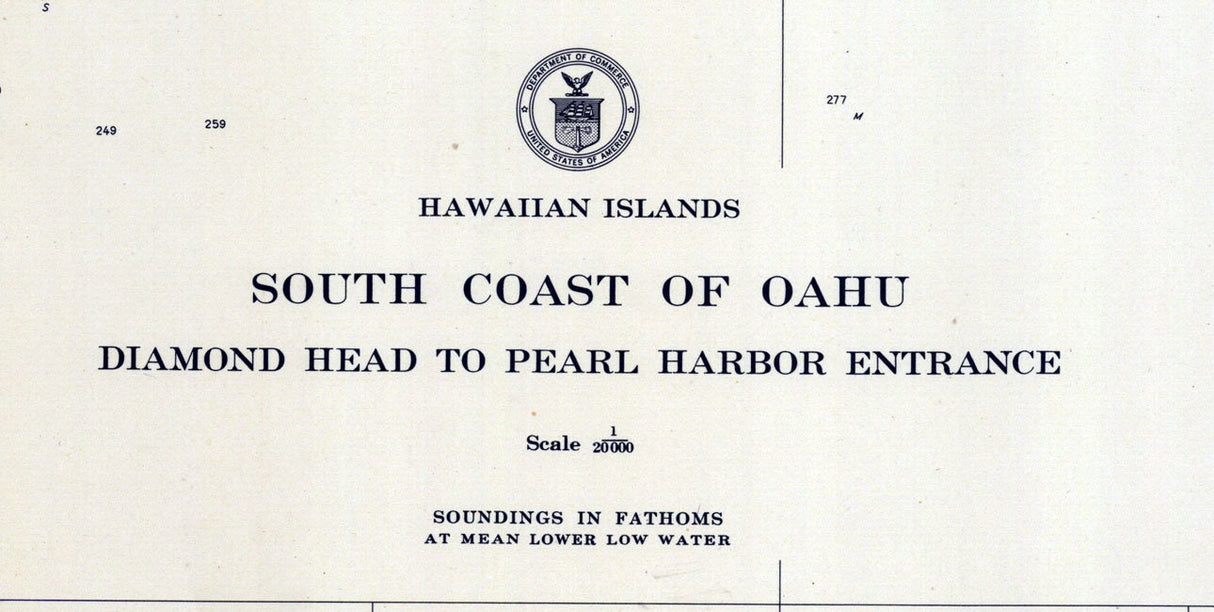 1950 Nautical Map of Pearl Harbor Entrance Hawaii