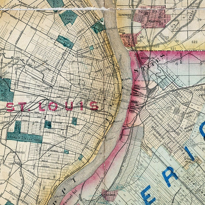 1891 Map of Saint Louis Missouri and Vicinity
