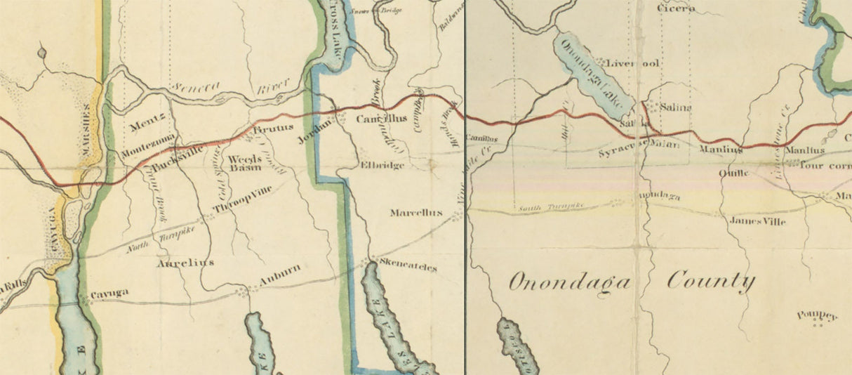 1821 Map of The Canal from Lake Erie to Hudson River New York