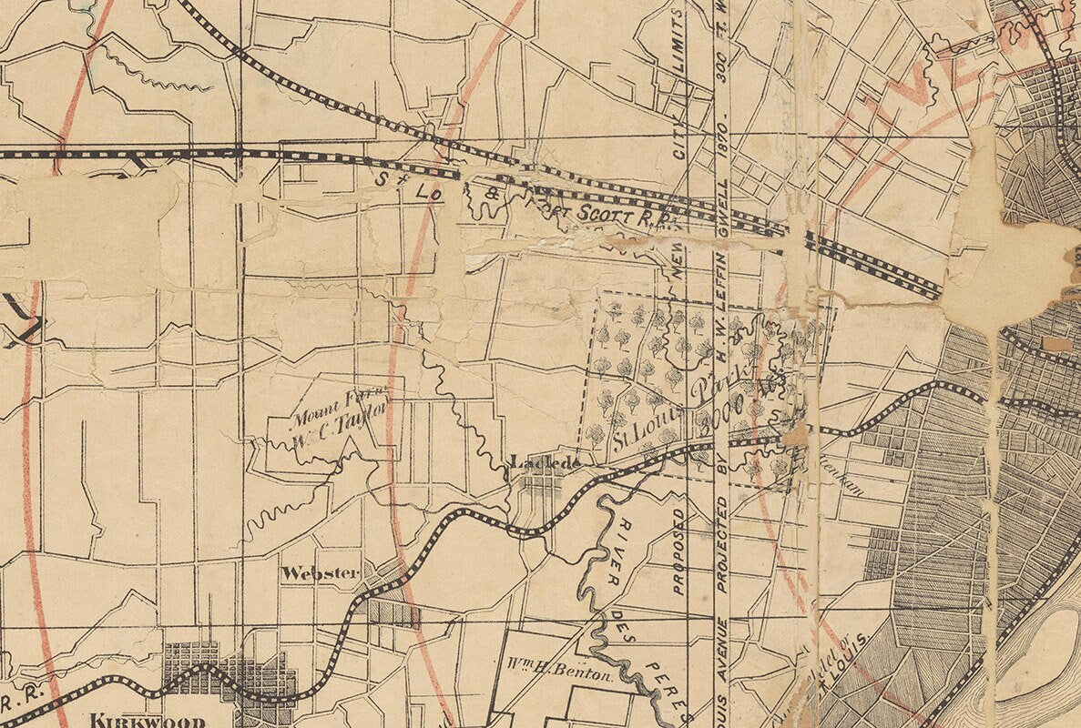 1870 Map of Saint Louis Missouri and Environs
