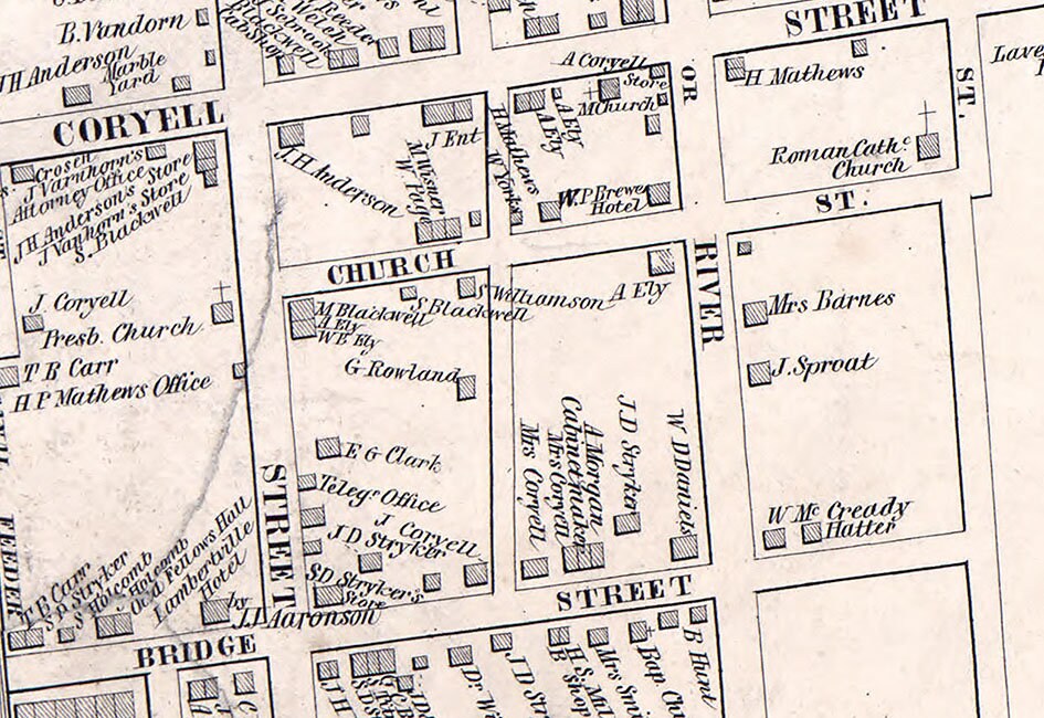 1851 Map of Lambertville Hunderdon County New Jersey